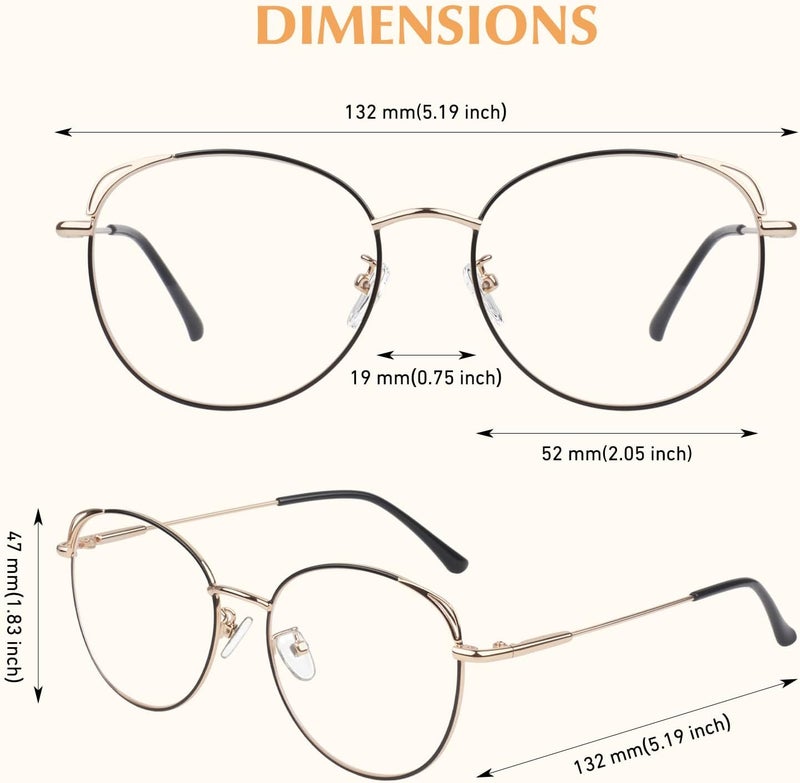 LINVO Classic Fake Glasses Women, Cat Eye Metal Clear Lens Eyeglasses with 100% UV400 Protection - Image 5